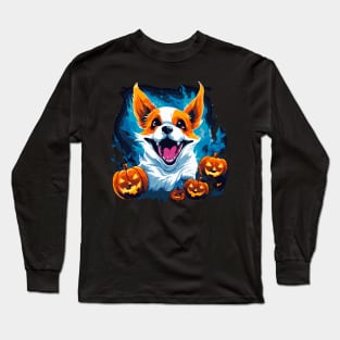 Corgi halloween ghost dog Long Sleeve T-Shirt